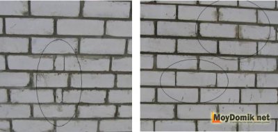 Схождение рядов при кладке кирпича