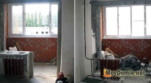 Демонтаж балконного блока и снос подоконной тумбы